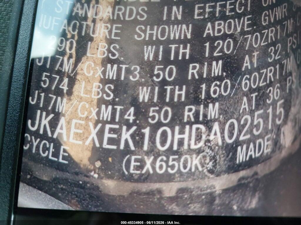 JKAEXEK10HDA02515 2017 KAWASAKI EX650 photo no. 10
