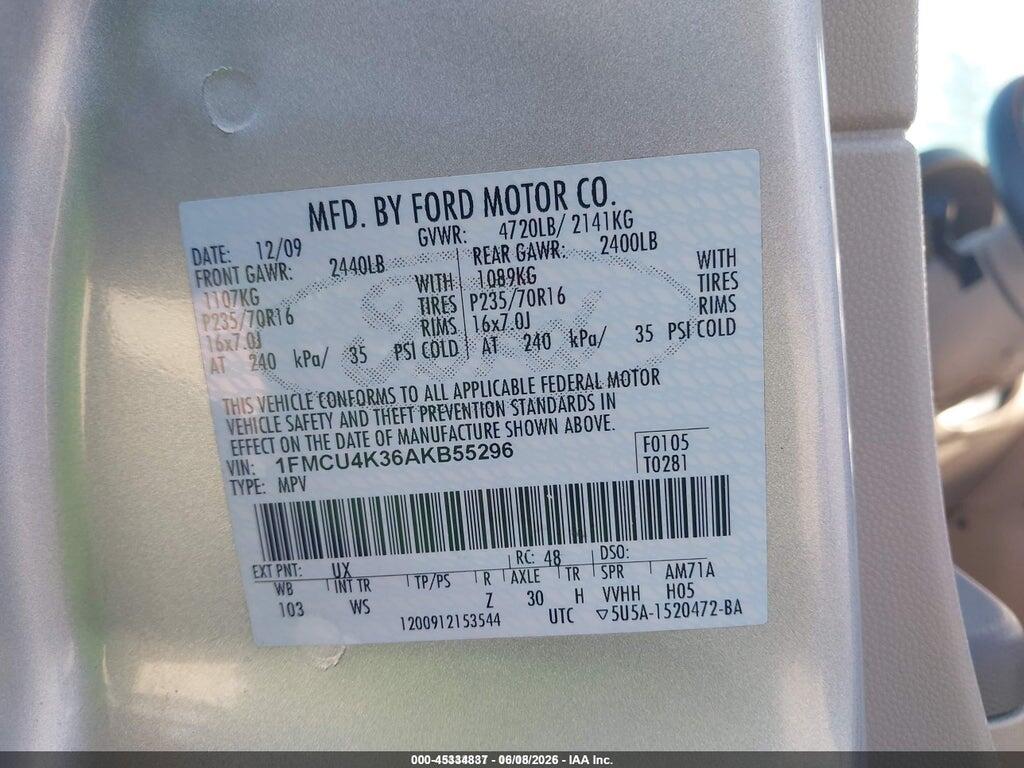 1FMCU4K36AKB55296 2010 FORD ESCAPE HYBRID photo no. 9