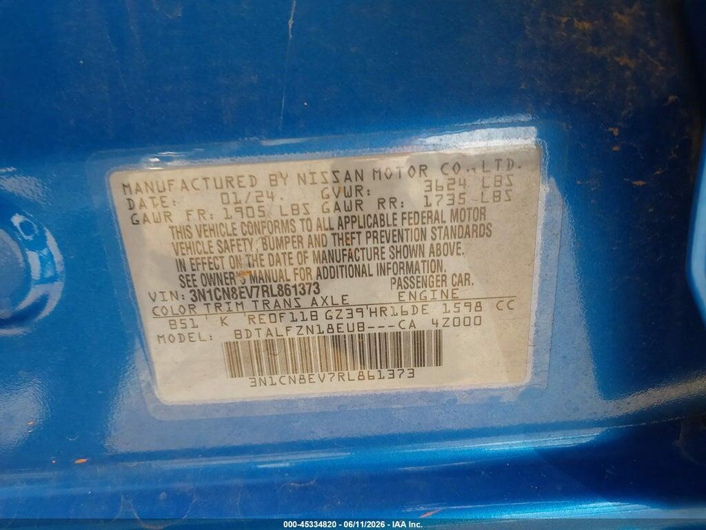 3N1CN8EV7RL861373 2024 NISSAN VERSA photo no. 9