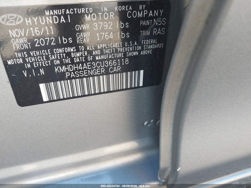 KMHDH4AE3CU366118 2012 HYUNDAI ELANTRA photo no. 9