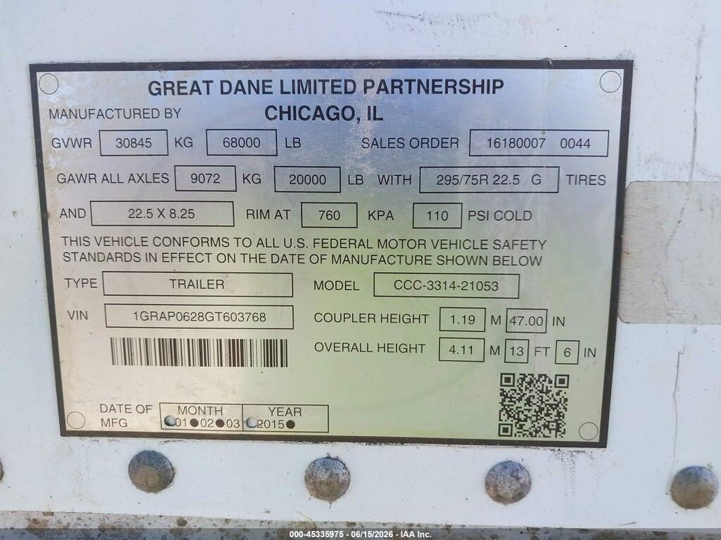 1GRAP0628GT603768 2016 GREAT DANE TRAILERS UNKNOWN photo no. 9