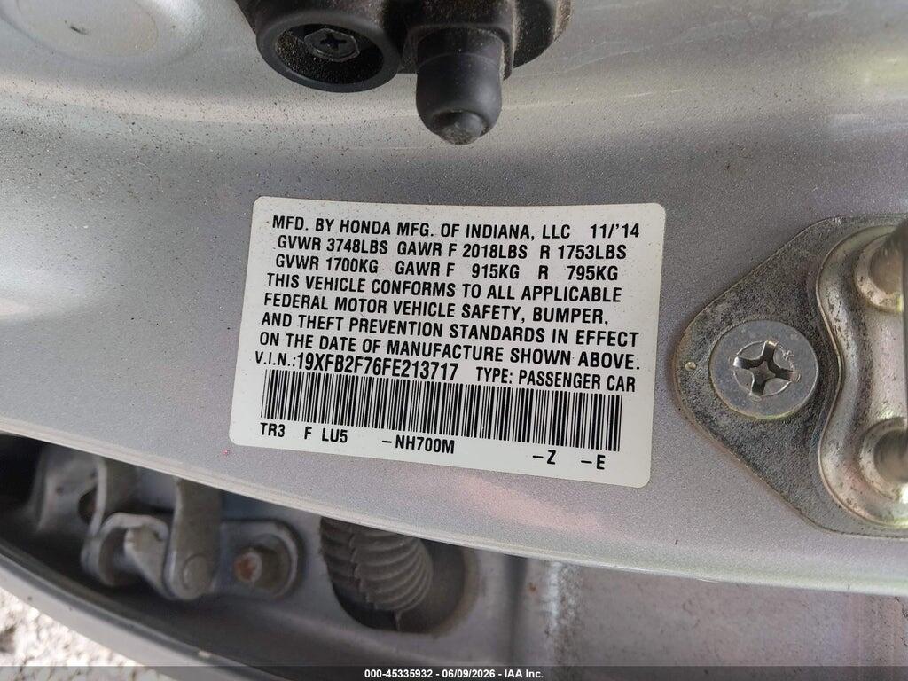 19XFB2F76FE213717 2015 HONDA CIVIC photo no. 9