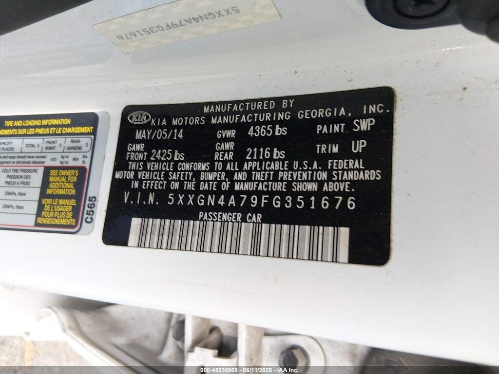 5XXGN4A79FG351676 2015 KIA OPTIMA photo no. 9