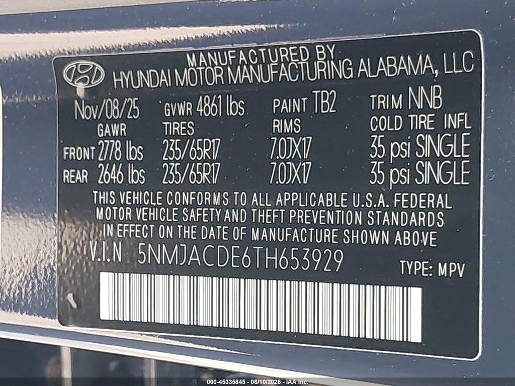 5NMJACDE6TH653929 2026 HYUNDAI TUCSON photo no. 9