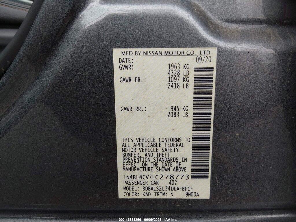 1N4BL4CV7LC278773 2020 NISSAN ALTIMA photo no. 9