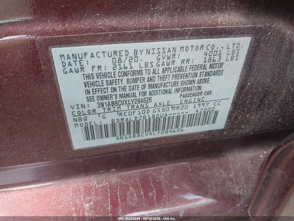 3N1AB8CVXLY284626 2020 NISSAN SENTRA photo no. 9