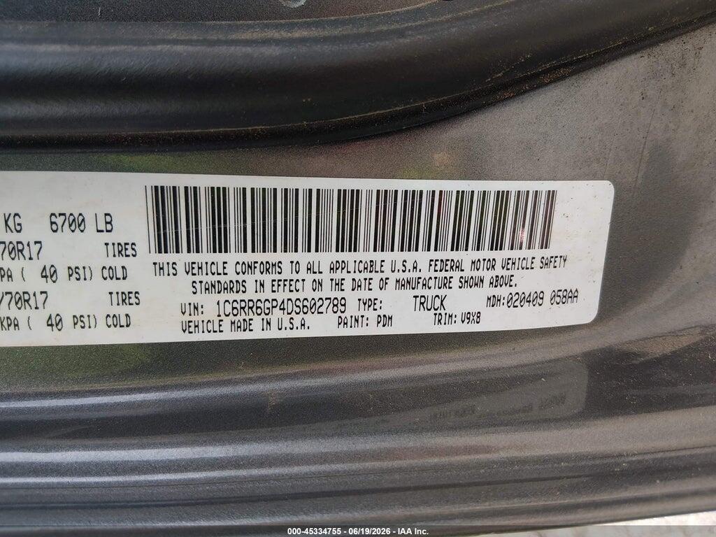 1C6RR6GP4DS602789 2013 RAM 1500 photo no. 9