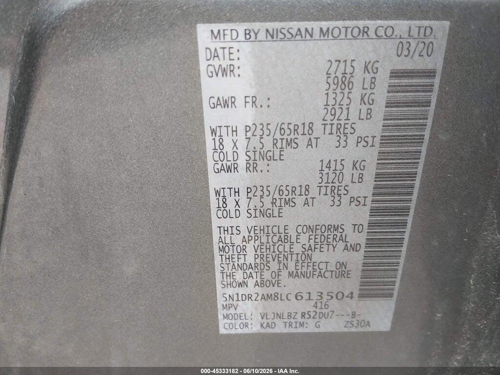 5N1DR2AM8LC613504 2020 NISSAN PATHFINDER photo no. 9