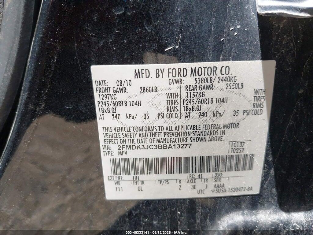 2FMDK3JC3BBA13277 2011 FORD EDGE photo no. 9