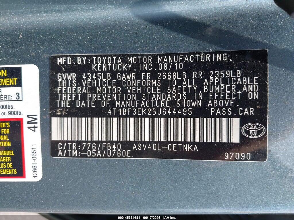 4T1BF3EK2BU644495 2011 TOYOTA CAMRY photo no. 9