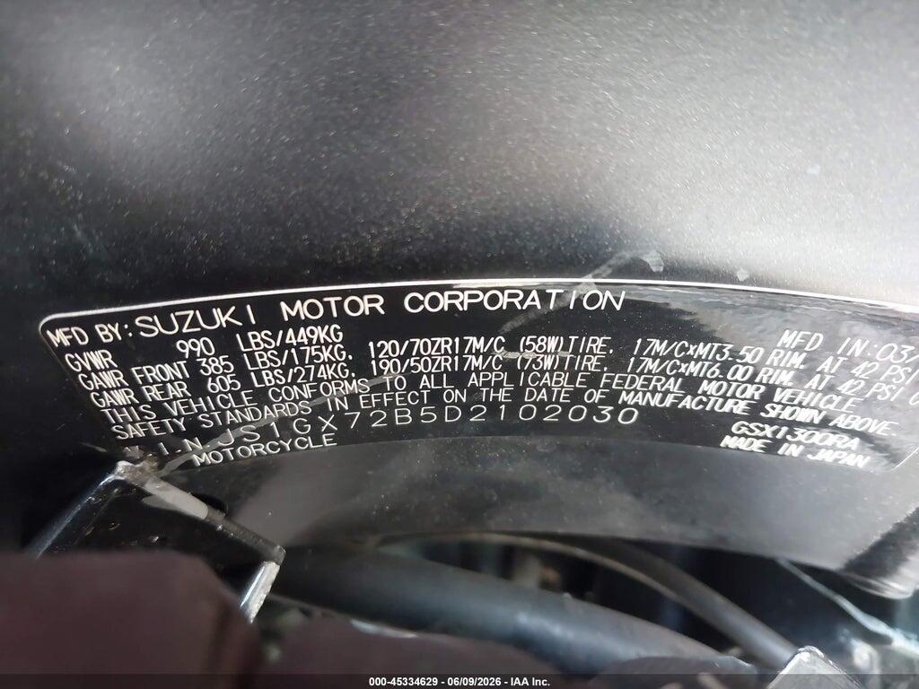 JS1GX72B5D2102030 2013 SUZUKI GSX1300 photo no. 10