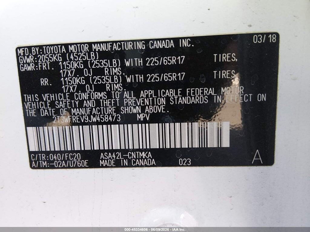 2T3WFREV9JW458473 2018 TOYOTA RAV4 photo no. 9