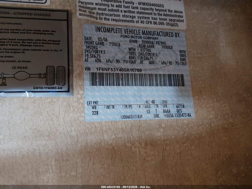 1F6NF53Y460A10786 2006 FORD F550 photo no. 9