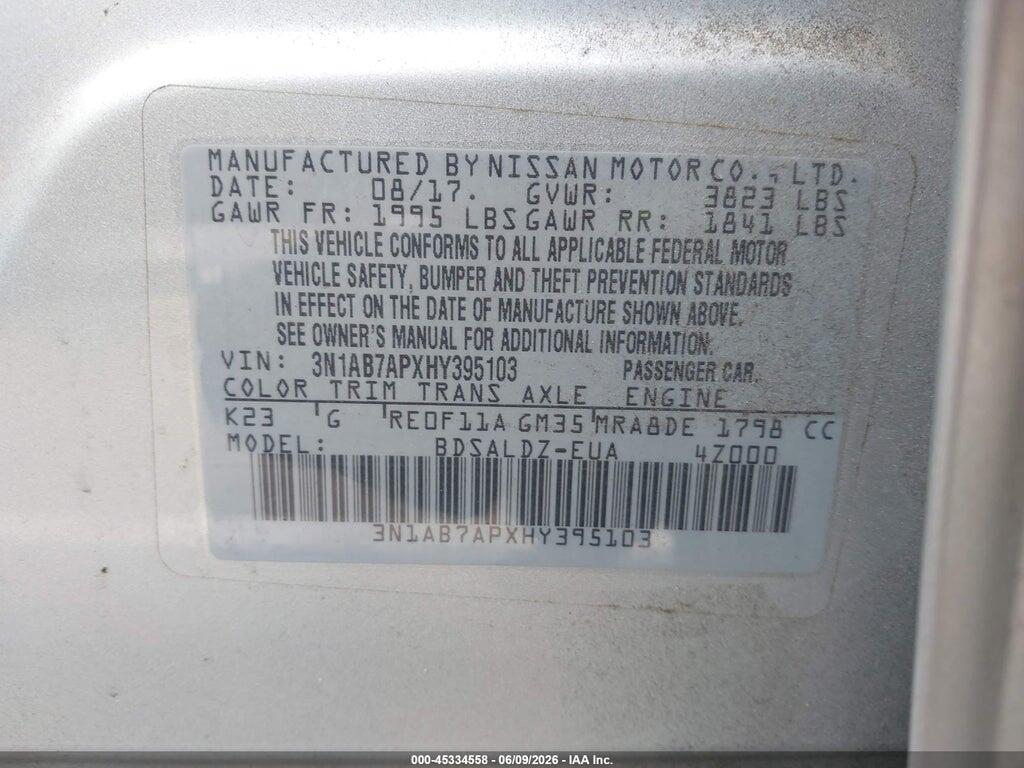 3N1AB7APXHY395103 2017 NISSAN SENTRA photo no. 9