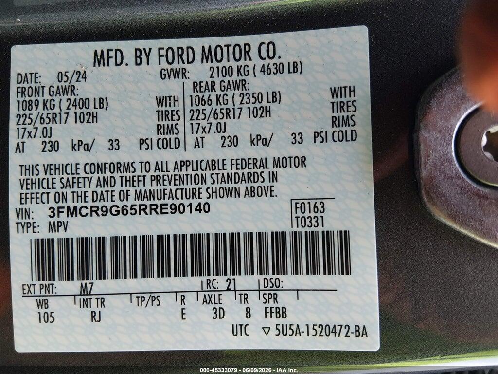 3FMCR9G65RRE90140 2024 FORD BRONCO SPORT photo no. 9
