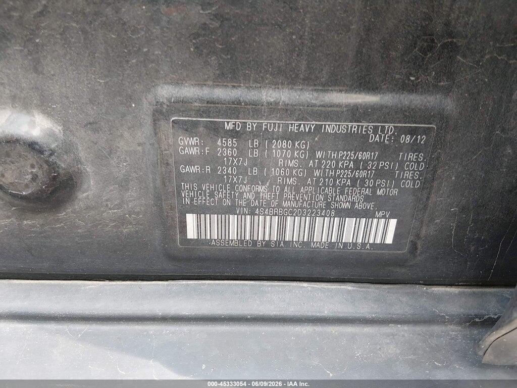 4S4BRBGC2D3223408 2013 SUBARU OUTBACK photo no. 9