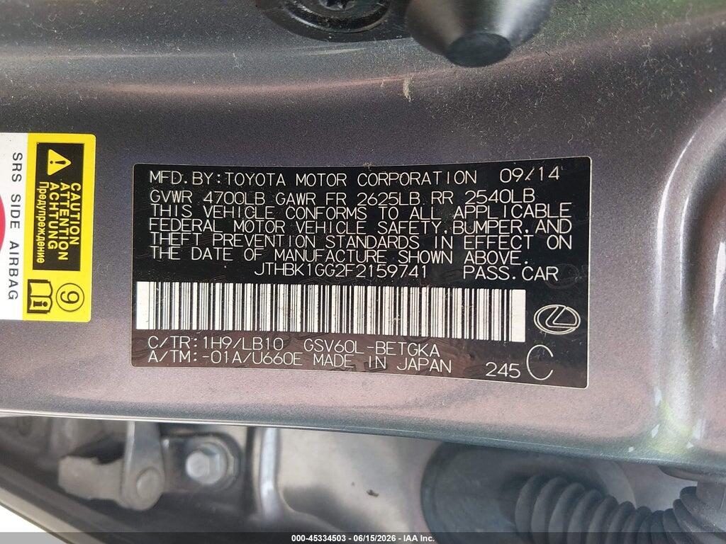JTHBK1GG2F2159741 2015 LEXUS ES 350 photo no. 9