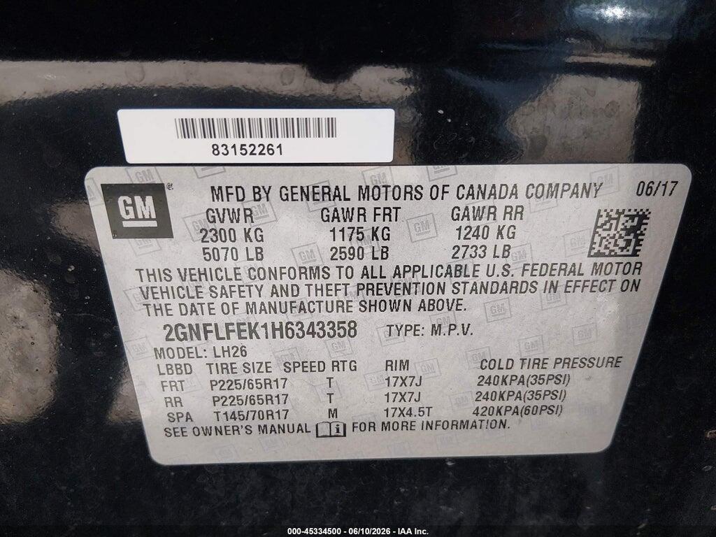 2GNFLFEK1H6343358 2017 CHEVROLET EQUINOX photo no. 9