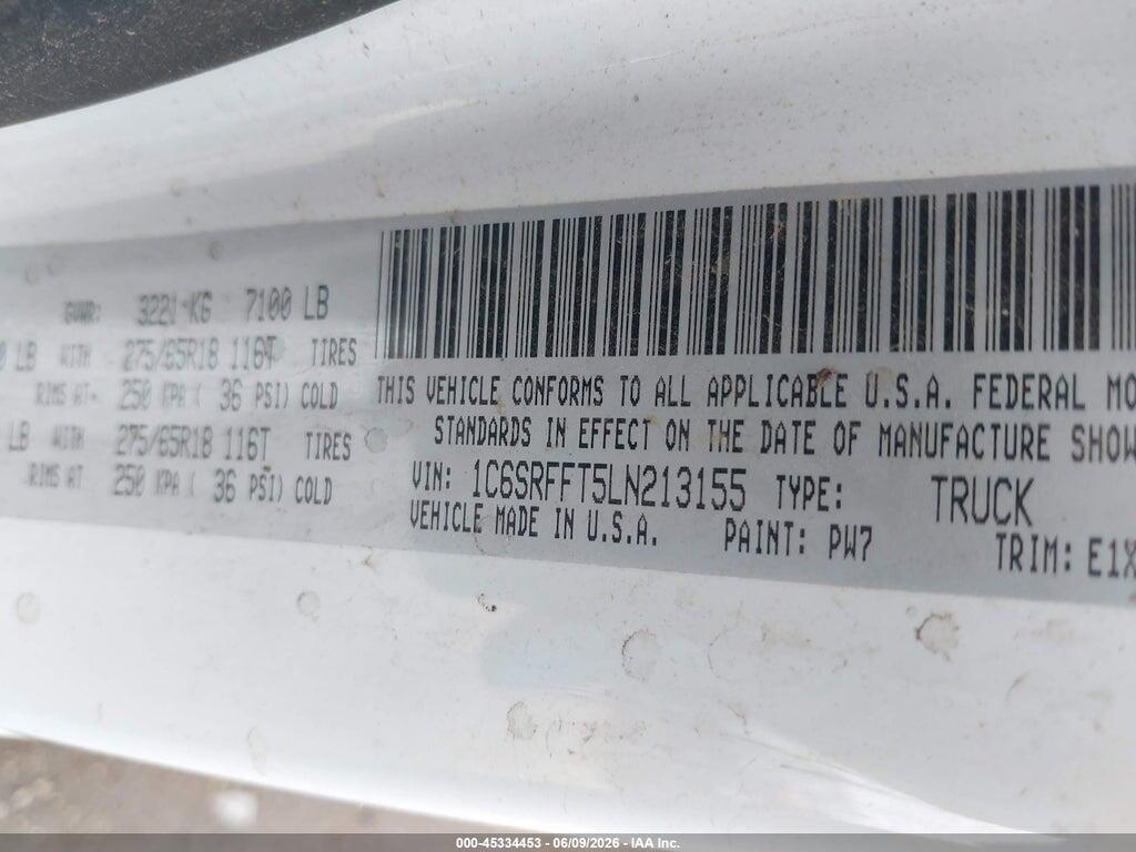 1C6SRFFT5LN213155 2020 RAM 1500 photo no. 9