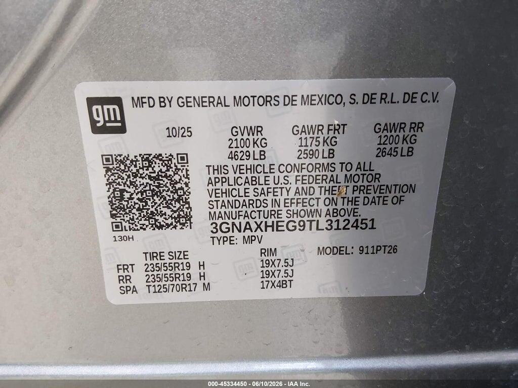 3GNAXHEG9TL312451 2026 CHEVROLET EQUINOX photo no. 9