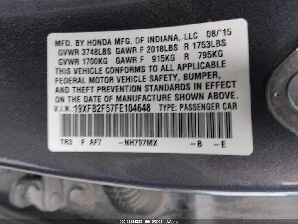19XFB2F57FE104648 2015 HONDA CIVIC photo no. 9
