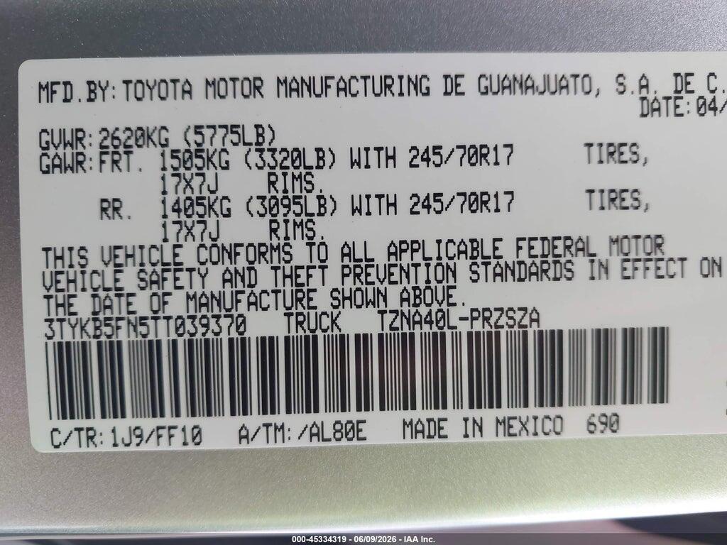 3TYKB5FN5TT039370 2026 TOYOTA TACOMA photo no. 9