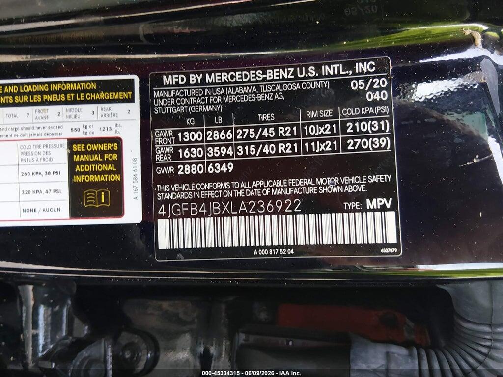 4JGFB4JBXLA236922 2020 MERCEDES-BENZ GLE 350 photo no. 9