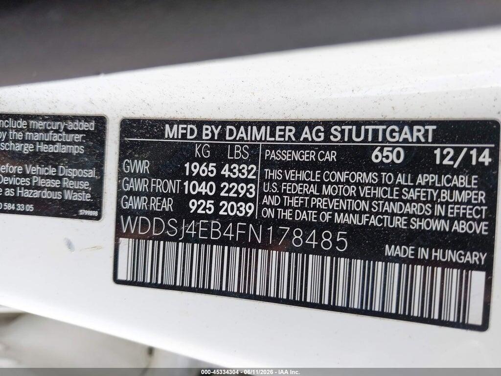 WDDSJ4EB4FN178485 2015 MERCEDES-BENZ CLA 250 photo no. 9
