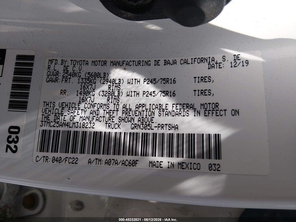 3TMCZ5AN4LM318232 2020 TOYOTA TACOMA photo no. 9