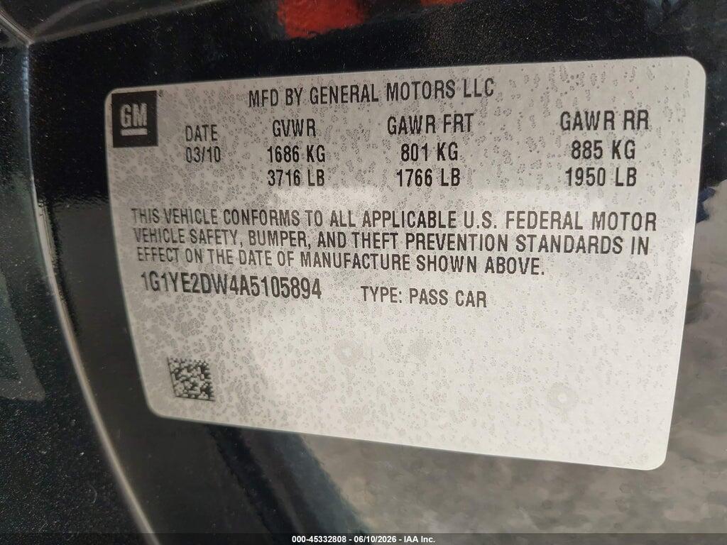 1G1YE2DW4A5105894 2010 CHEVROLET CORVETTE photo no. 9