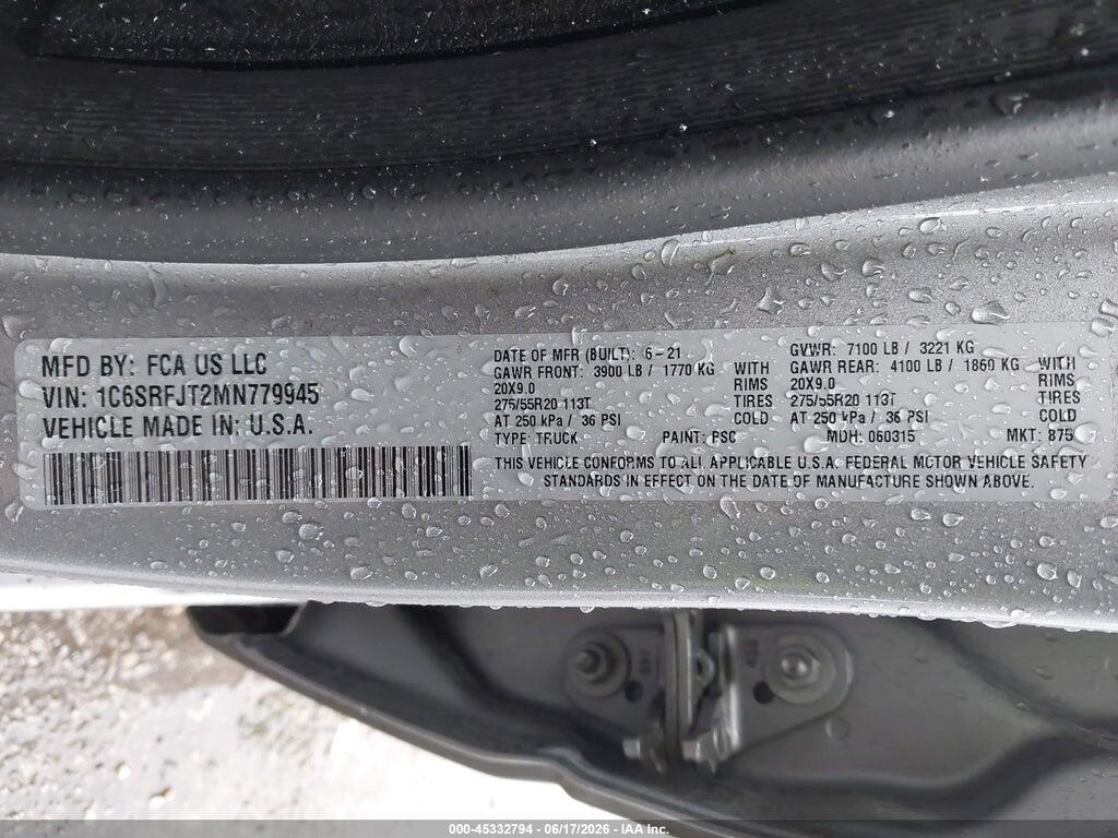 1C6SRFJT2MN779945 2021 RAM 1500 photo no. 9
