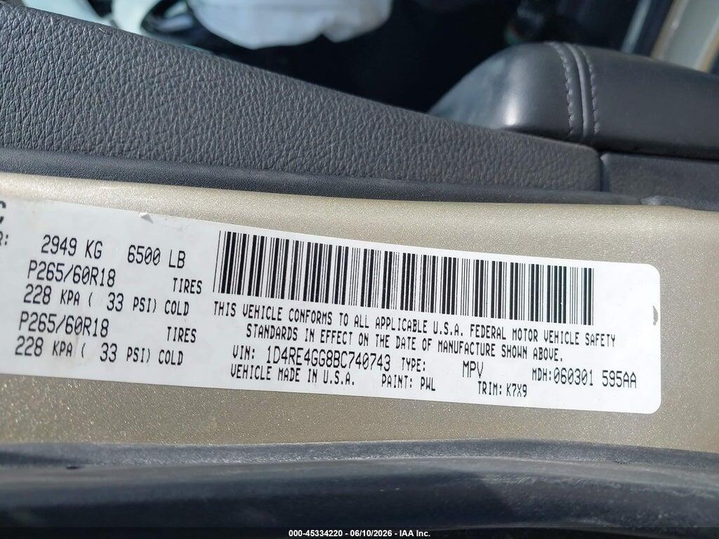 1D4RE4GG8BC740743 2011 DODGE DURANGO photo no. 9