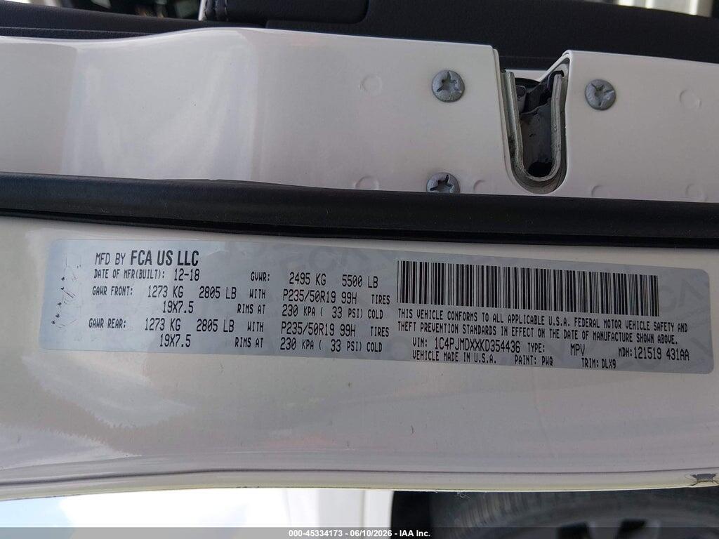 1C4PJMDXXKD354436 2019 JEEP CHEROKEE photo no. 9