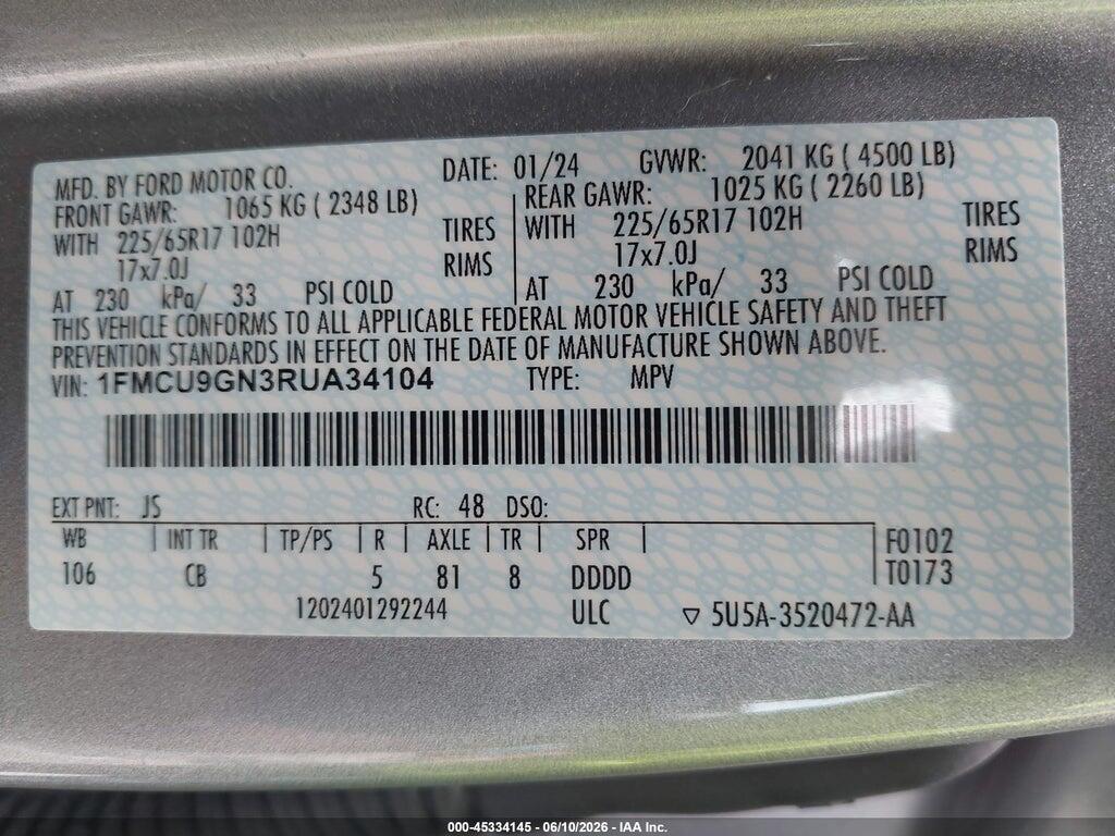 1FMCU9GN3RUA34104 2024 FORD ESCAPE photo no. 9