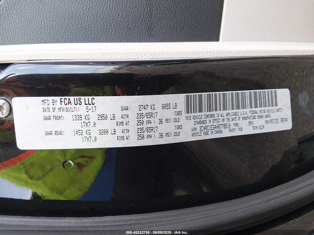 2C4RC1EG4HR778510 2017 CHRYSLER PACIFICA photo no. 9