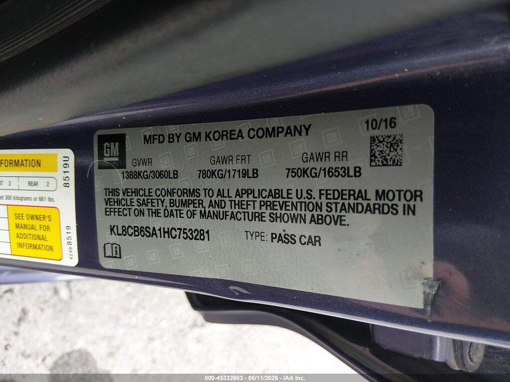 KL8CB6SA1HC753281 2017 CHEVROLET SPARK photo no. 9