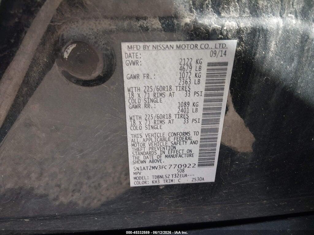 5N1AT2MV3FC770922 2015 NISSAN ROGUE photo no. 9