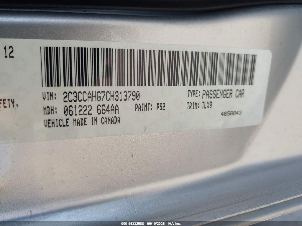 2C3CCAHG7CH313790 2012 CHRYSLER 300 photo no. 9