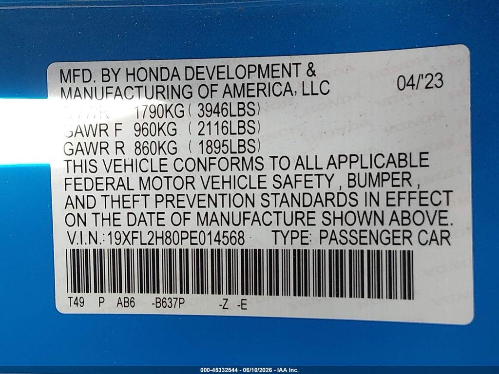 19XFL2H80PE014568 2023 HONDA CIVIC photo no. 9