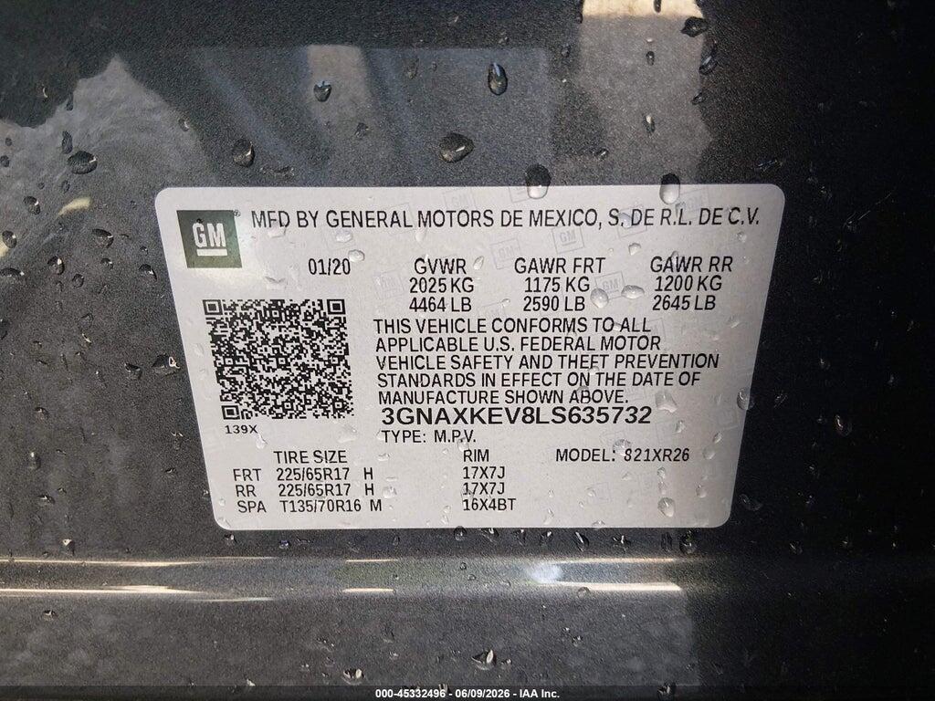 3GNAXKEV8LS635732 2020 CHEVROLET EQUINOX photo no. 9