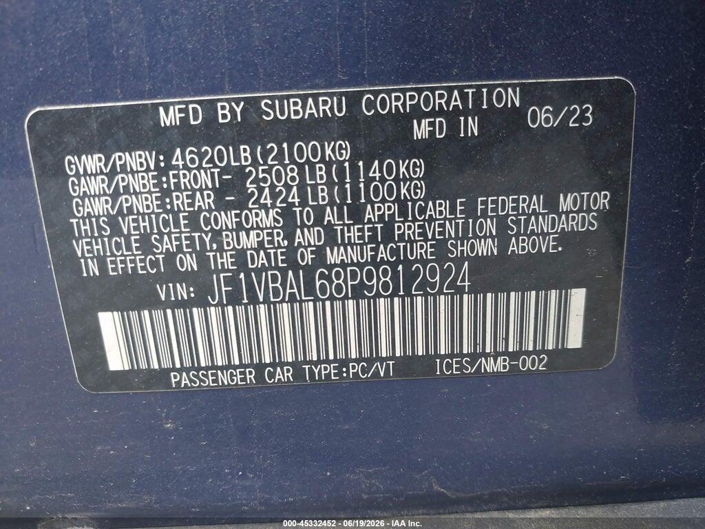 JF1VBAL68P9812924 2023 SUBARU WRX photo no. 9