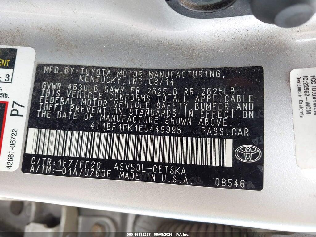 4T1BF1FK1EU449995 2014 TOYOTA CAMRY photo no. 9
