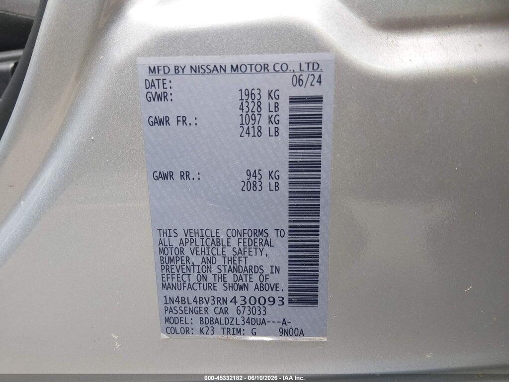 1N4BL4BV3RN430093 2024 NISSAN ALTIMA photo no. 9