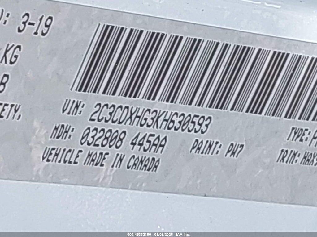 2C3CDXHG3KH630593 2019 DODGE CHARGER photo no. 9