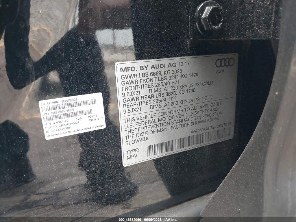 WA1VAAF79JD027019 2018 AUDI Q7 photo no. 9