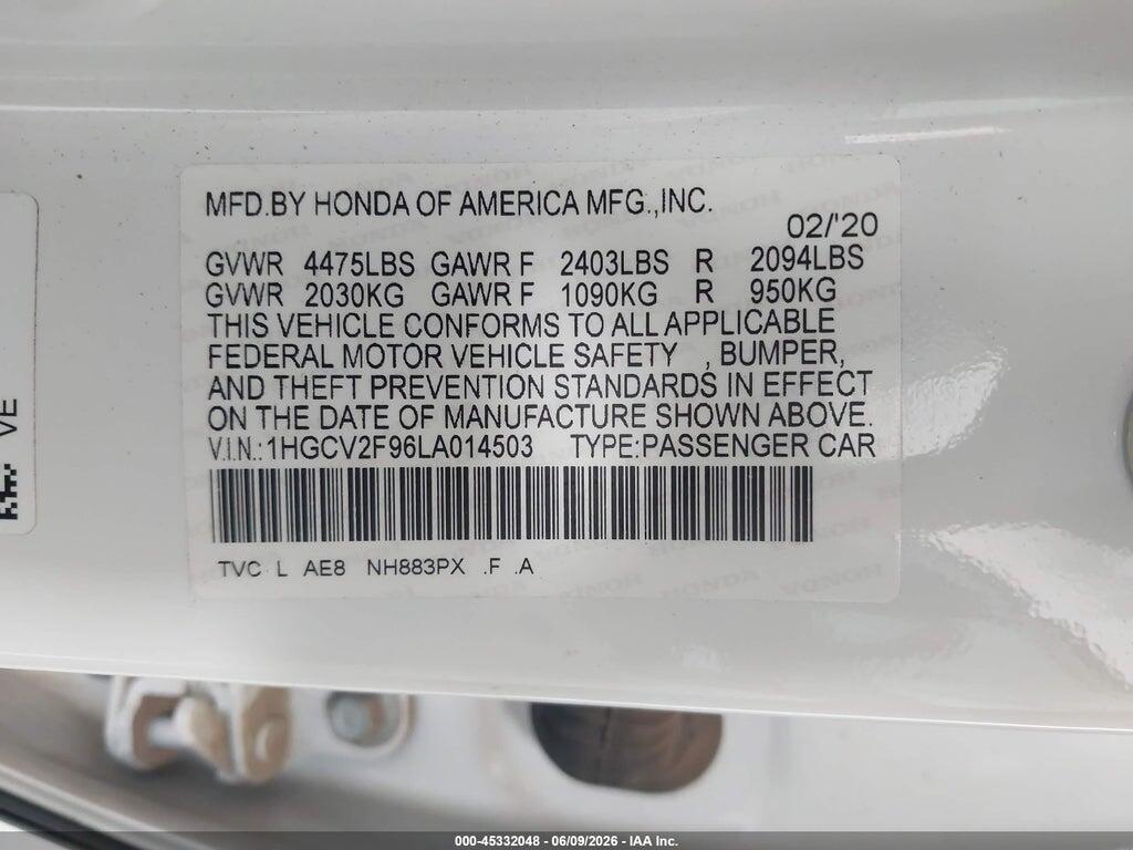 1HGCV2F96LA014503 2020 HONDA ACCORD photo no. 9