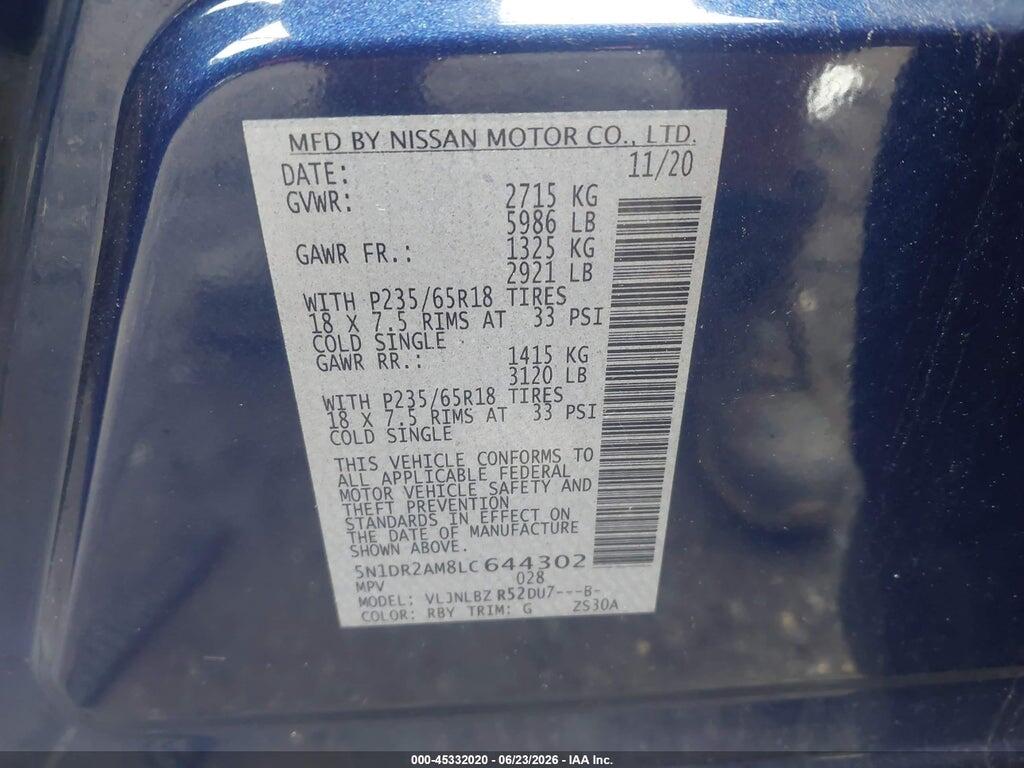 5N1DR2AM8LC644302 2020 NISSAN PATHFINDER photo no. 9