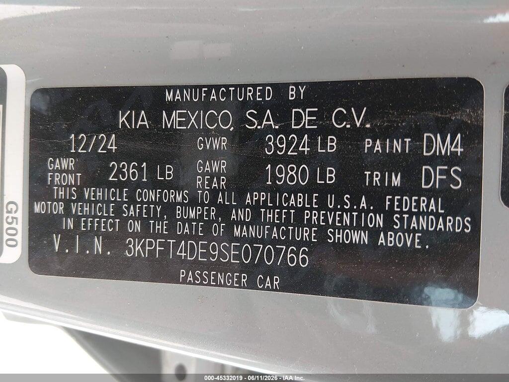 3KPFT4DE9SE070766 2025 KIA K4 photo no. 9