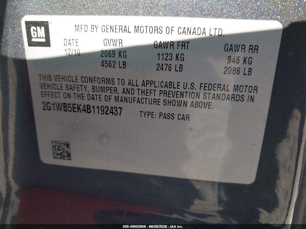 2G1WB5EK4B1192437 2011 CHEVROLET IMPALA photo no. 9