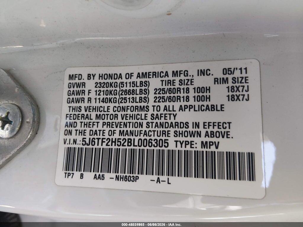 5J6TF2H52BL006305 2011 HONDA ACCORD CROSSTOUR photo no. 9